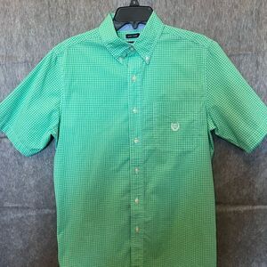 Men’s Chaps Easy Care Button Down Casual‎ Shirt Green/White Size Small